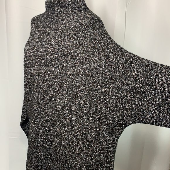 Max Studio Soft & Cozy Slouchy Batwing Mock Neck Sweater Grey Black, Sz XL - Picture 4 of 13